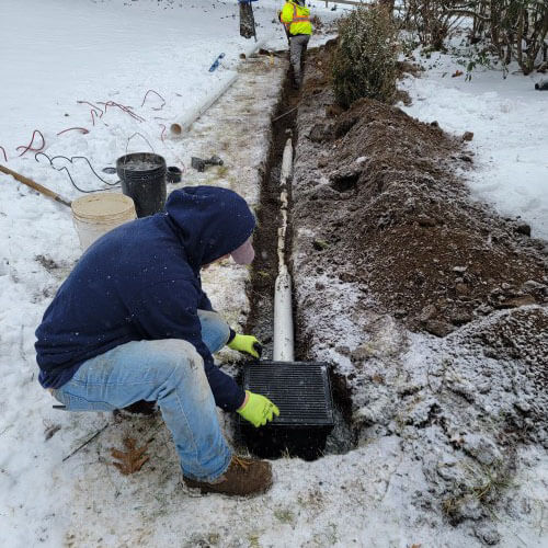 french drain work snow